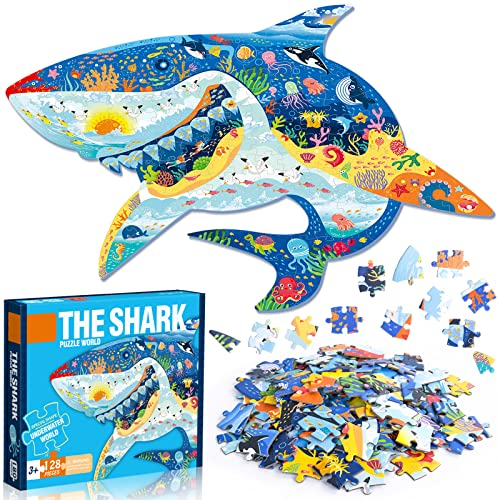 FORMIZON Puzzle Kinder, 128 Teile tierische Puzzleteile, Ocean Puzzle Spielzeug, Pädagogisches Spielzeug, Kinderpuzzle Geschenk für Jungen Mädche ab 5-12 Jahren
