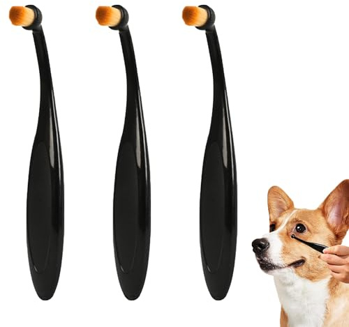 Cepillo aplicador profesional para perros y gatos | Removedor de manchas de lágrimas con cerdas largas lavables y mango ergonómico