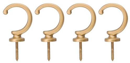 uxcell 4Pcs Curtain Holdback, Aluminum Alloy Wall Mounted Curtain Holders Drapery Tieback Hooks for Living Room Bedroom Office (Gold)