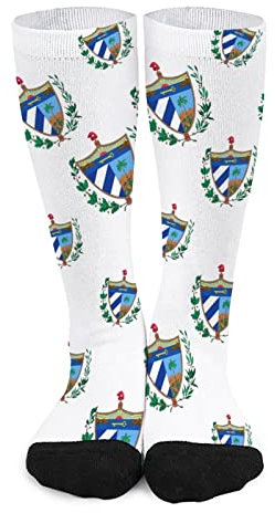 FWJZDSP Chaussettes Tube Armoiries de Cuba Chaussettes Mollet Couleur Assortie Chaleur Bas Hauts Imprimés