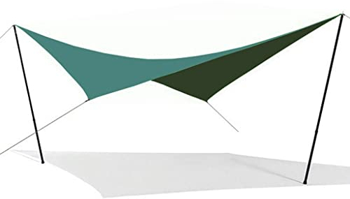 RajoNN Zeltplane, Hängematte, Regenfliege, Zeltplane, Campingplane, Leichter Unterstand für Camping, Wandern, Outdoor-Plane (grün mit Stange)