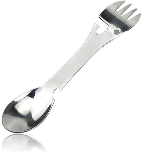 Dessert Forks 2 in 1 Spoon Fork Dinner Forks Cooking Equipment Camping Barbecue Tool Multifunction Stainless Steel Flatware Forks Dinner Forks