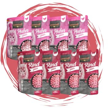 Leonardo Frischebeutel 8x85 g - Katzenfutter - Nassfutter getreidefrei - Multi Bundle - Sparpaket - Pouch - Verschiedene Sorten (85 g, 4X Huhn pur, 4X Rind pur)