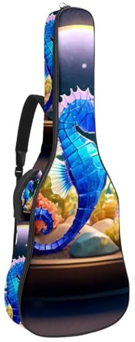 Gitarrentasche Schutzhülle für 40/41/42 Zoll Akustikgitarre mit Zubehörfach, wasserdichte Gigbag, Seepferdchen Kristallkugel, Mehrfarbig Nr. 08, 42.9x16.9x4.7 in, Gitarrentasche