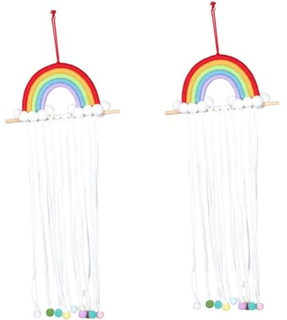 VICASKY 2St Kopfbedeckungs-Organizer Aufhänger für Babyhaarklammern Regenbogen-Makramee-Wandbehang kinderzimmer wanddeko wandpolsterung kinderzimmer Haarspangen Haarnadel Bogenhalter