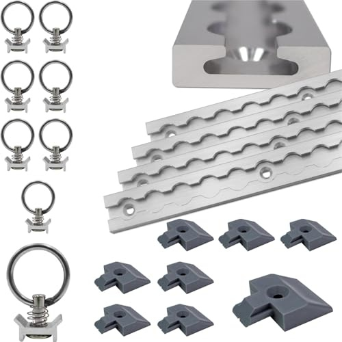 Airlineschiene 4X 1,5 Meter eckig Silber eloxiert im Set mit 8 Ösen und 8 Endkappen, Alu Zurrschiene robust, hohe Stabilität und Langlebigkeit, Anhänger, PKW, Camper, Wohnmobil Airline- Schiene