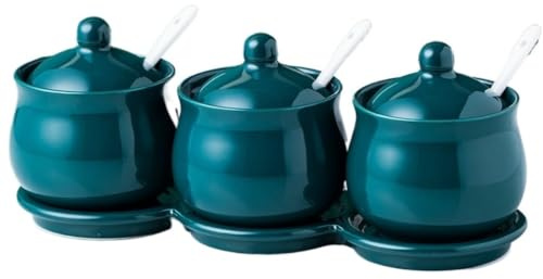 Set Zuccheriera Utensili da Cucina Set Di Contenitori Per Condimenti Set Di Zuccheriere In Ceramica Scatola Di Condimenti Da Cucina Barattolo Di Spezie Per Zucchero Sale Spezie Forniture per Spezie(A)