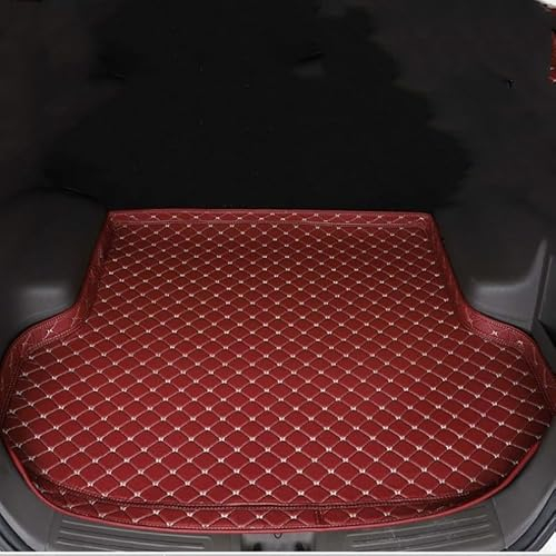 NIVQH Auto Leder Kofferraummatten für Audi Q7 7 Seats 2006-2015 (with Fence on The Left Side, No Slide),Langlebiges rutschfest Kofferraum Kratzfest Wasserdicht Interieur ZubehöR,A/Claret