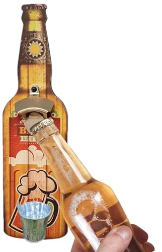 Abrebotellas montado en la pared, abrebotellas de pared con recipiente colector, abrelatas para colgar en la pared, abrebotellas clásico para montaje en pared, abrebotellas de cerveza con colector de