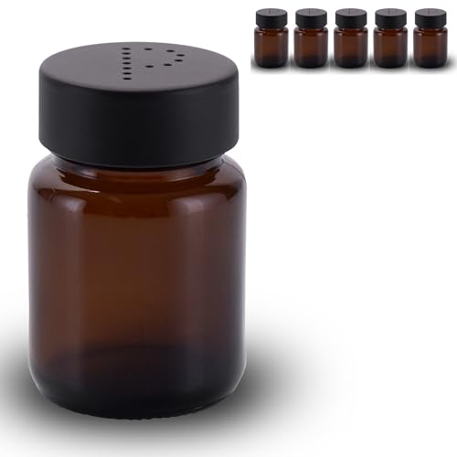 Koffs Design Lot de 5 salières et poivrières en verre marron - Shaker à sel avec couvercle en acier inoxydable - Salière pour poivre et sel - Salière de table petite et moderne - Poivre