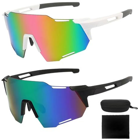 Foreverup Schnelle Brille, 2 Stück Sport Sonnenbrille, Polarisiert Fahrradbrille Herren Damen, Winddicht UV 400 Schutzbrille für Rennrad Radfahren Biking Laufen Enduro Outdooraktivitäten Wie