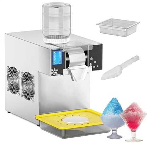 Macchina per ghiaccio tritato rotante automatica, macchina per ghiaccio tritato in acciaio inossidabile, macchina per ghiaccio tritato elettrico da 120 kg/24 ore per commerciale,A
