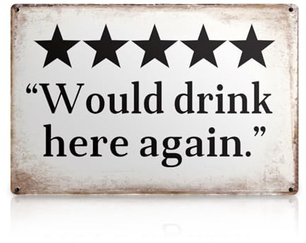 Funny Metal Bar Sign for Home Bar Decor, Vintage Beer Man Cave Pub Signs Wall Decorations for Basement Garage Mancave, 12x8″ - Would drink here again