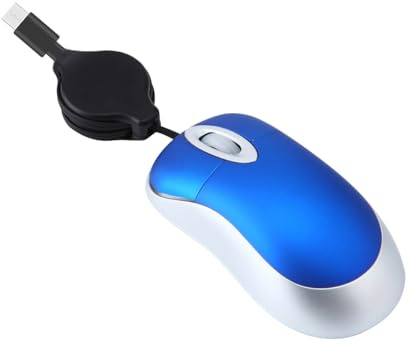 Genérico Mini RatóN óPtico De Viaje,RatóN con CordóN Tipo C,Cable RetráCtil PequeñO Viaje 1000dpi para Pc PortáTil Escritorio (Azul)