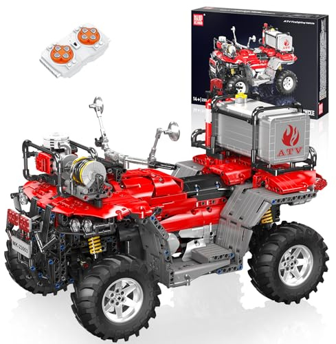 Mould King Feuerwehr-Motorrad Bauset 2100 Teile, Löschfahrzeug Modell für Jugendliche und Erwachsene ab 14 Jahren (23003)