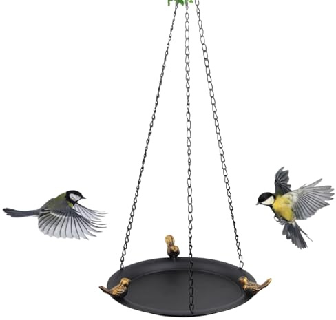 Bird Bath, Futterstation und Vogeltränke, wetterbeständiges Metall, für Garten, Balkon, Rasen und Außendekoration