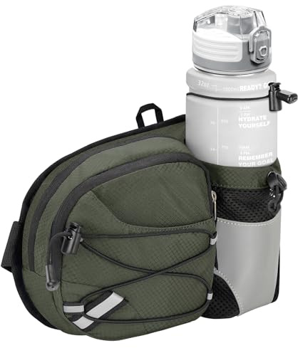 Dosurer Gürteltasche mit Flaschenhalter Bauchtasche Trinkgürtel Gurt Verstellt Hüfttasche für Running Wandern Reise Camping Hundetraining für Damen und Herren