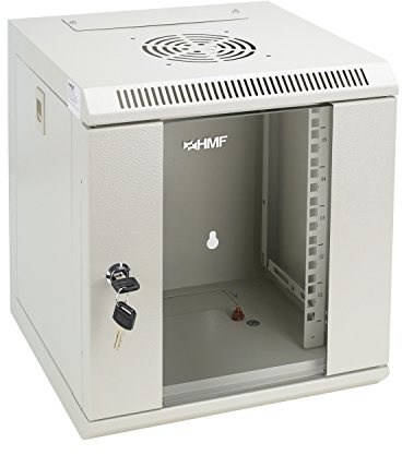 HMF 63306-07 Serverschrank 10 Zoll, 6 HE, Netzwerkschrank, Wandschrank, 10, 31,2 x 30 x 35 cm, Voll Montiert, lichtgrau
