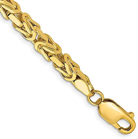 14 Karat Gelbgold 4 mm Königskette Armband Halskette 17,8 cm für Damen und Herren, 18 cm, Gelbgold