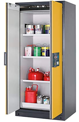 ASECOS Sicherheitsschrank Q90 RAL 7016/RAL 1004 4xAZ1xBW.S (St.bl.) zur Lagerung von entzündbaren Gefahrstoffen in Arbeitsräumen