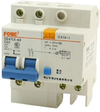 Aexit Disjoncteur DZ47LE-63 63A 2A 4000V 230VAC, montage sur rail DIN HS407096Q481359O