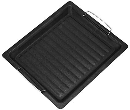 Sdkmah9 Non-stick Cast Iron Griddle Pan Barbecue Plate Rectangle Baking Stone BBQ Plate Griddle Plate Pan Black Bakeware Grilling Tray Barbecue Frying Pan Outdoors Barbecue Accessory