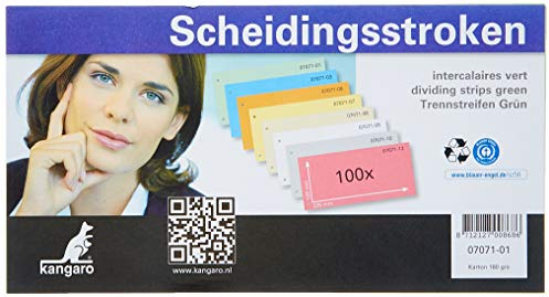 Kangaro 07071-01-20 Trennstreifen 180gr 120x225 2r RC grün. 20 Kartons mit 100 Stück, Papier, 120x225mm