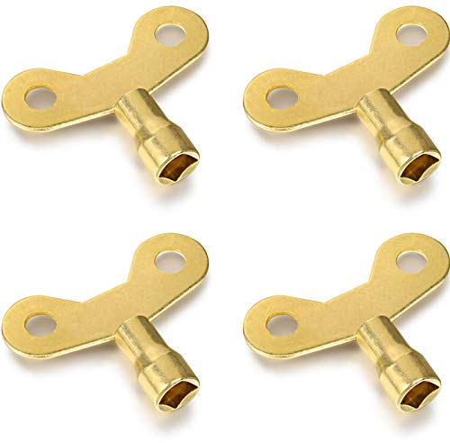 Hotop 4 Pezzi Chiavi Radiatore Chiave di Spurgo del Radiatore in Ottone Massiccio Tasto Valvola di Sfiato Aria Chiave Valvola per Idraulici a Orologio per Radiatori e Rubinetti