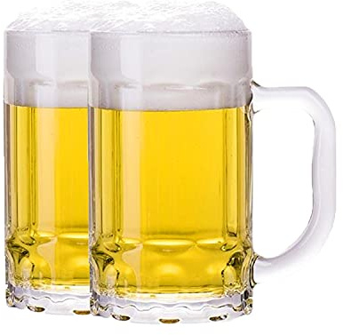 TUSAPAM 2 Pack Heavy Beer Mugs, Large Beer Glasses with Handle, 14 Ounce Glass Steins, Classic Beer Mug glasses Set