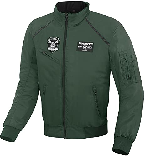 Bogotto Boston Motorrad Textiljacke, Dunkelgrün, Größe XS, Herren, Flight Jacket Design aus Polyamid