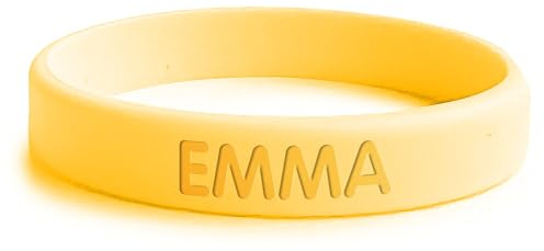 bienpegado Pulsera personalizada SOS para niños de silicona, ideal para salidas y paseos. En varios tamaños y colores. Resistente al agua y duradera. (Amarillo)