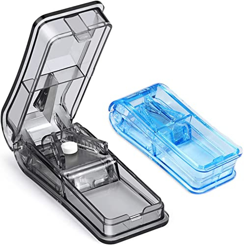 Opret Cortador de Pastillas 2 Pack Portátil Corta Pastillas de Precision | Partidor de Pastillas, Cuchilla, para Píldoras, para Píldoras Pequeñas y Grandes
