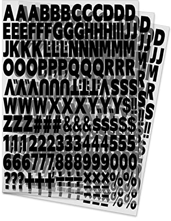 Yiootop 504 Stück 2.5 cm Aufbügel-Wärmeübertragungsbuchstaben und Zahlen, Alphabet, Stoff-Vinyl-Buchstaben, DIY, für Sporttrikots T-Shirts, Kleidung, Basteln, Dekoration (5 Farben optional) (schwarz)