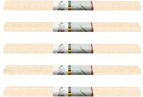 PARTY DISCOUNT wasserfestes Krepppapier | 250x50 cm | Feinkrepp Maibaum Dekoration Farbecht (Creme, 5 Rollen)