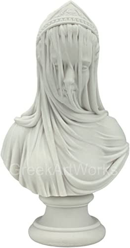 The Veiled Maiden Lady Bust Sculpture by Monti 1875 Cast Marble Statue