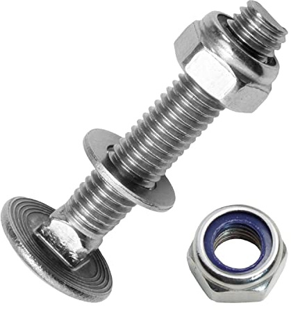 Techtanium® Schlossschrauben M10 x 80/80 mm inkl. Sicherungsmuttern und Unterlegscheiben M10 aus Edelstahl A2 (2 Stück) | Schrauben | Muttern | U-Scheiben | DIN 603 & DIN 985 & DIN 125