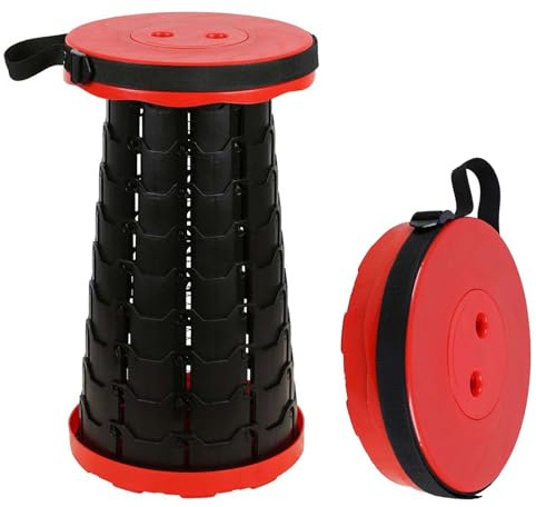 BURI Teleskophocker Klapphocker Campinghocker Falthocker bis 150 kg Schwarz | BURI Klapphocker höhenverstellbar, rutschfest und tragbar für Angeln, Wandern, Reisen, Garten und Grillen unterwegs