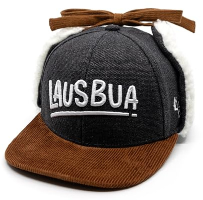 Du Hirsch Bayerisches Winter Cap Kinder Lausbua Dunkelgrau Canvas