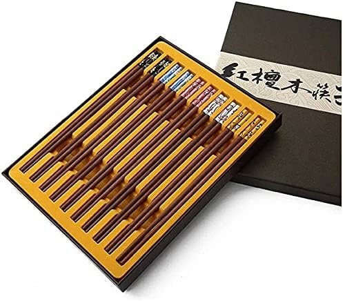 bacchette giapponesi chopsticks Bacchette riutilizzabili da 24,5 cm, set in palissandro naturale, senza vernice, antiscivolo 5 paia