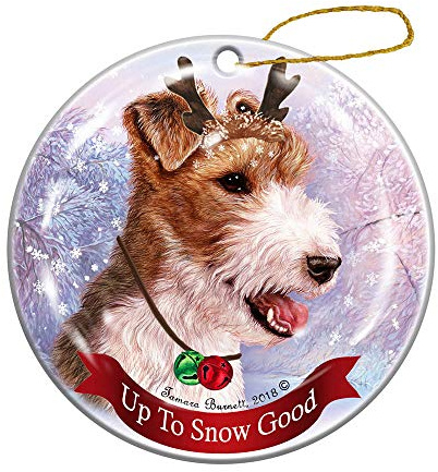 Weihnachtsanhänger Christbaumschmuck Anhänger Keramik Weihnachtsbaumschmuck Weihnachtsdeko Anhänger Drahthaar-Foxterrier