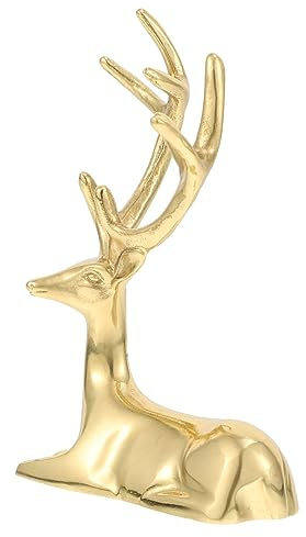 Cabilock 1stk Sikahirsch-Ornament Goldene Hirschstatue Elchfiguren Hirsch Figur Kleine Tierfigur Rentier Aus Metall Tisch-Rentier Europäischer Stil Büro Dekorative Schachtel Kupfer