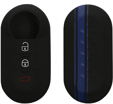 kwmobile Schlüsselhülle für FIAT Lancia 3-Tasten Klapp Autoschlüssel Hülle - Autoschlüssel Schlüssel Hülle aus Silikon - Schlüsselschutz Gehäuse in Blau Schwarz