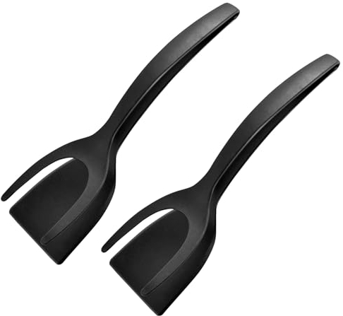 MUNSKT 2PCS 2 in 1 Grip Flip Spatula and Tongs, Clamping Flipping Tool for Eggs, Omelette, Pancake