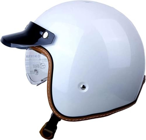 Motorcycle Half Helmet Open Face Helmet with Drop-Down Sun Visor DOT/ECE Approved Retro Motorbike Helmet for Cruiser Chopper Scooter Bike Road Crash Jet Helmet for Adults Men Women(1,XL=61-62CM)
