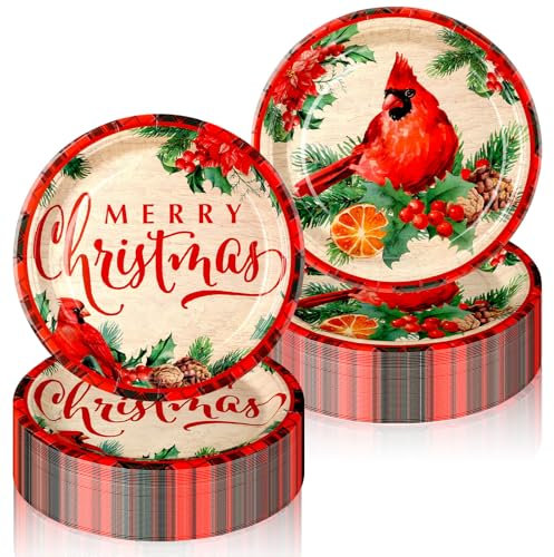 Nuenen Lot de 40 assiettes jetables en papier pour fête de Noël 22,7 cm