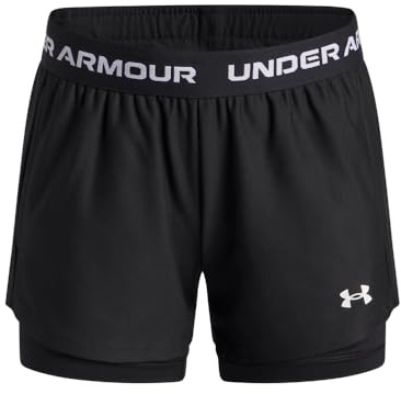 Under Armour Girls Tech Play Up 2 i 1 shorts, (005) svart/vit, M