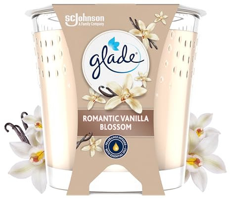 Glade Candela profumata, fragranza Romantic Vaniglia Blossom, Infusa con oli essenziali, Vegana, 30 ore, 1 candela