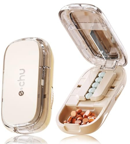 Tablettenteiler YOURKAY Tablettenteiler für Mehrfachpillen Pillenschneider Große und Kleine Tabletten, Tablettenspalter Pillenteiler mit Tablettenaufbewahrungsfach, für Reise & täglichen Gebrauch