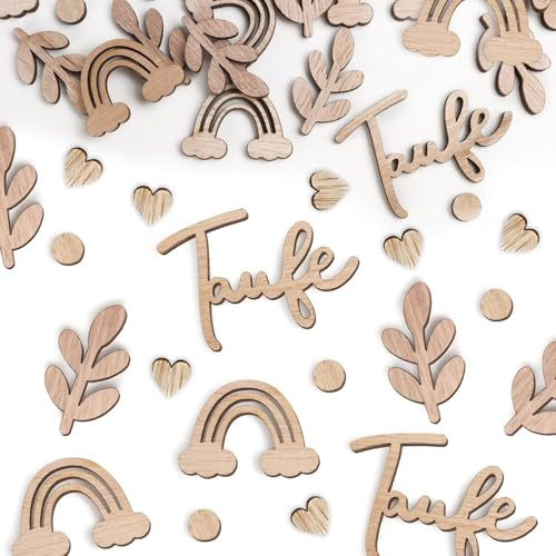 Taufe Konfetti Holz Kommunion Holz 120 stk, Tauben Konfetti Tischdeko Taufe zum Basteln DIY Handwerk Konfirmation Deko Firmung Junge Mädchen Streudeko