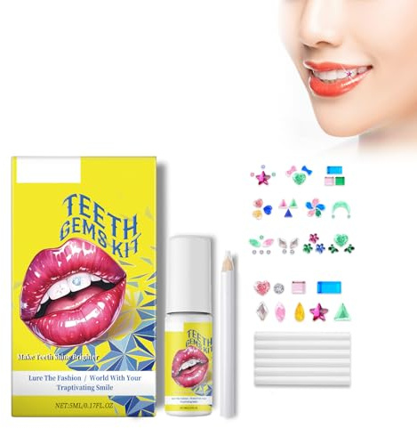 Eazerom 37 Kit di Gioielli per i Denti, Professional DIY Tooth Gem Kit,Ornamenti in Cristallo per Denti, Set di Gioielli Dentali con Colla per Denti,kit di Gemme per Denti Riflettenti